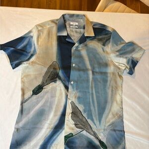 Reiss Artistic Blue and Cream Casual Shirt
